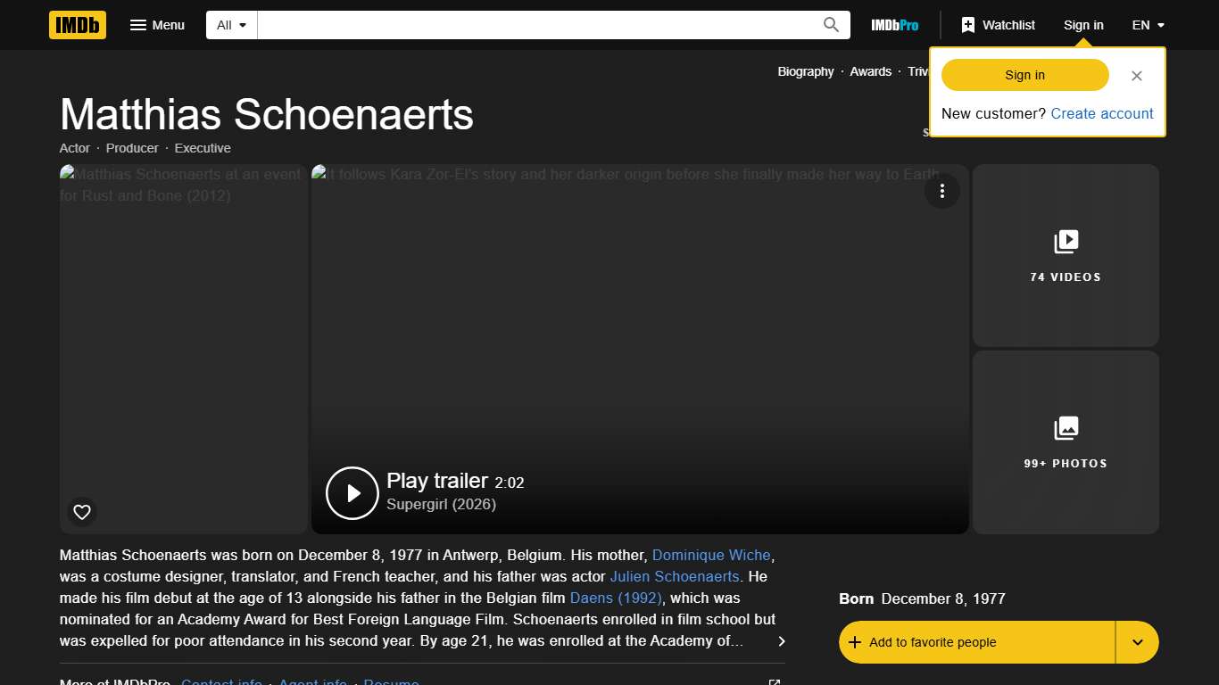 Matthias Schoenaerts - IMDb